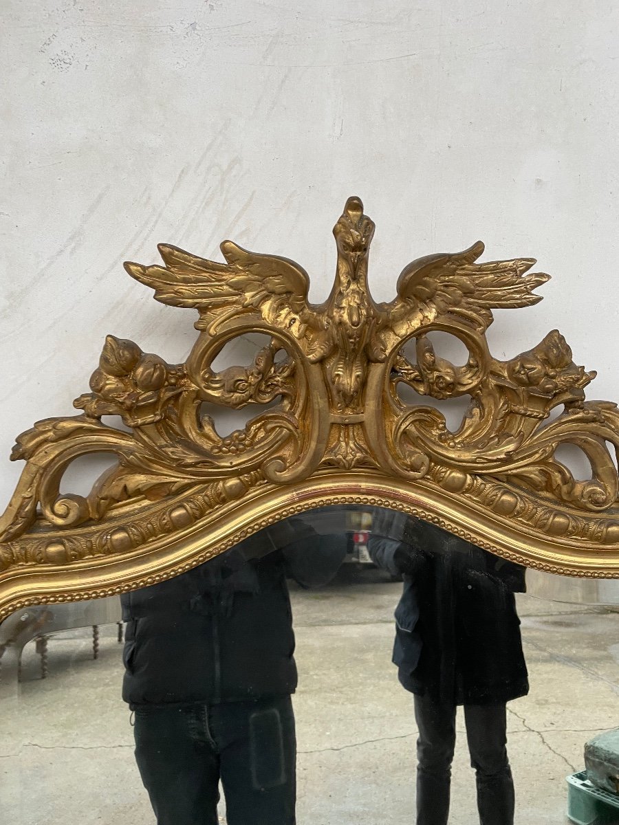 Large Golden Mirror Napoleon III 165 X 92 Cm-photo-8